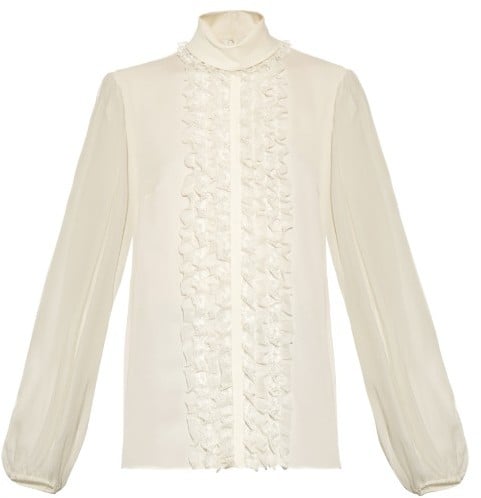 Dolce & Gabbana Ruffle-front silk-blend blouse ($1,238)