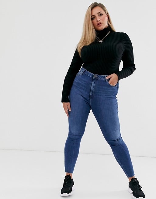 ASOS Curve Roll Neck Sweater in Fine Knit Rib