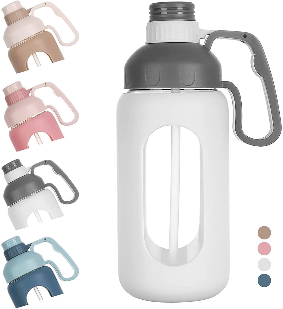 A Big Sport Bottle: 42oz Glass Water Bottle with Straw