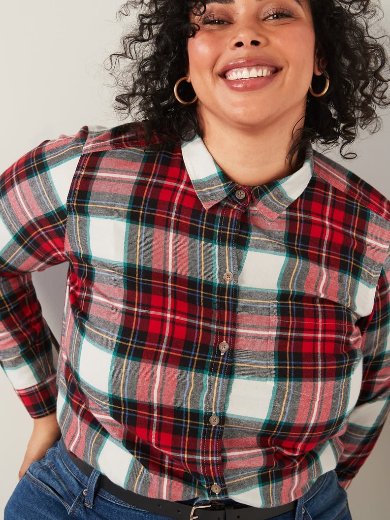 Classic Plaid Flannel No-Peek Plus-Size Shirt