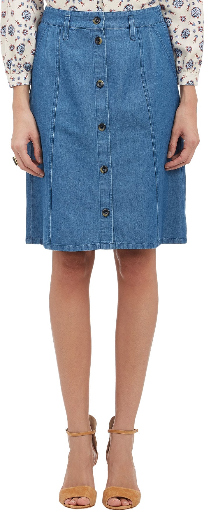 A.P.C. Button-Front Denim Skirt