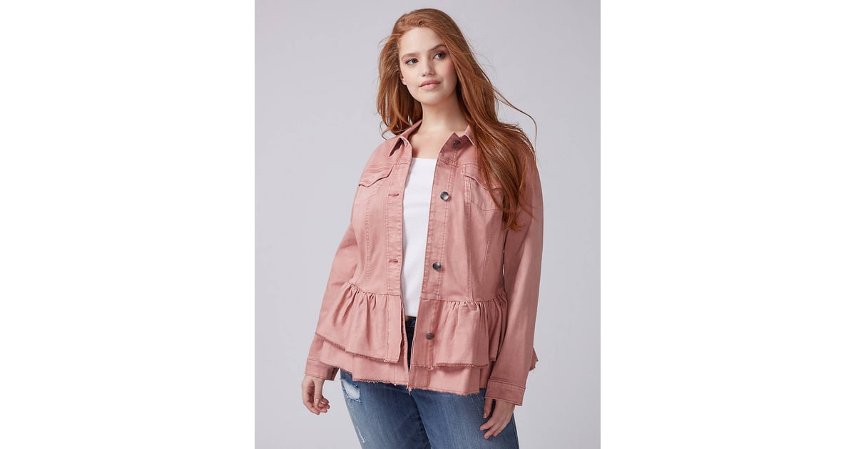 white ruffle denim jacket