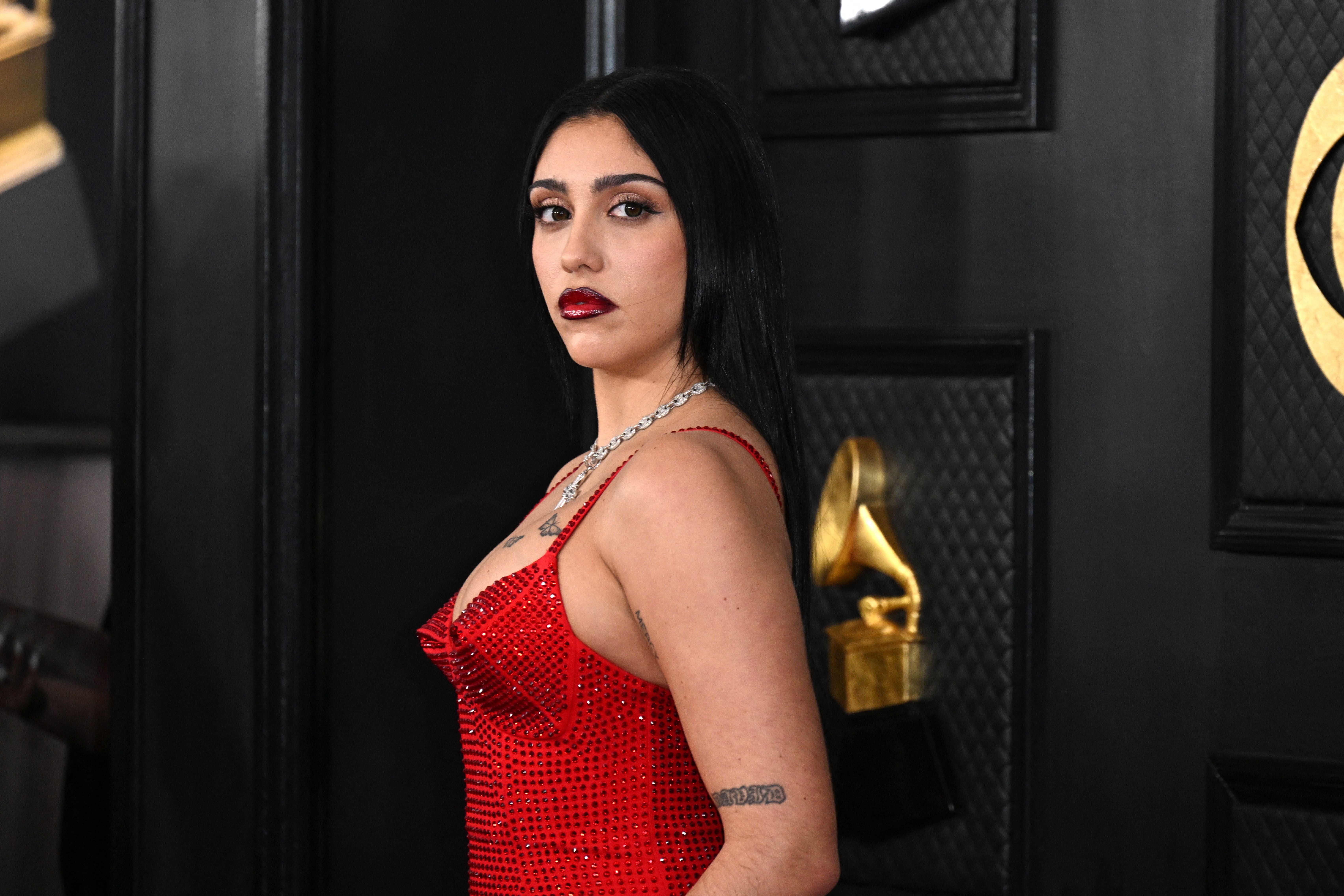 lourdes leon red dress Madonna's daughter Lourdes Leon struts New York Fashion Week runway