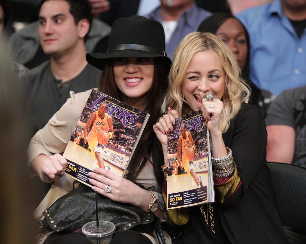 Khloé Kardashian and Nicole Richie goofed around in the stands during a January 2011 Lakers game.