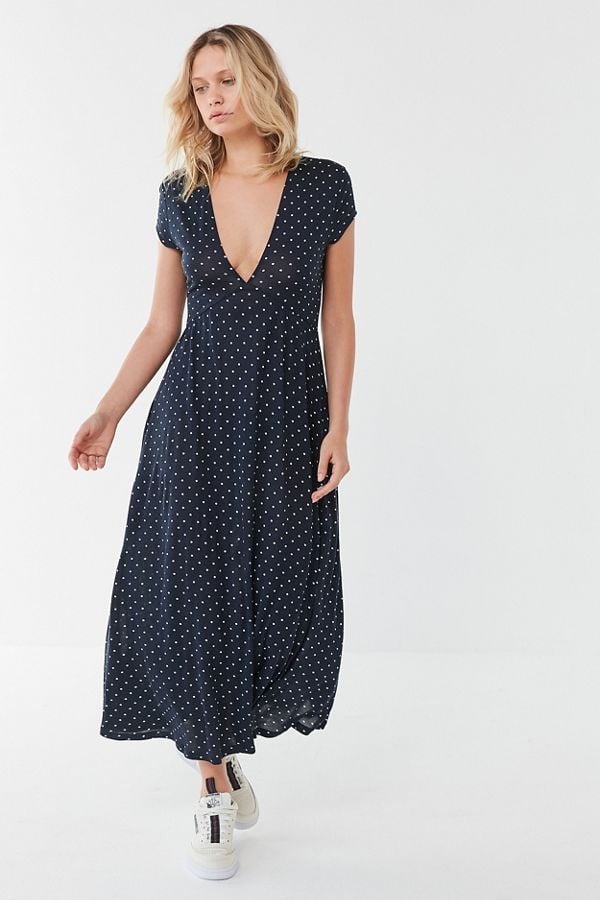 UO Dallas Plunging V-Neck Midi Dress