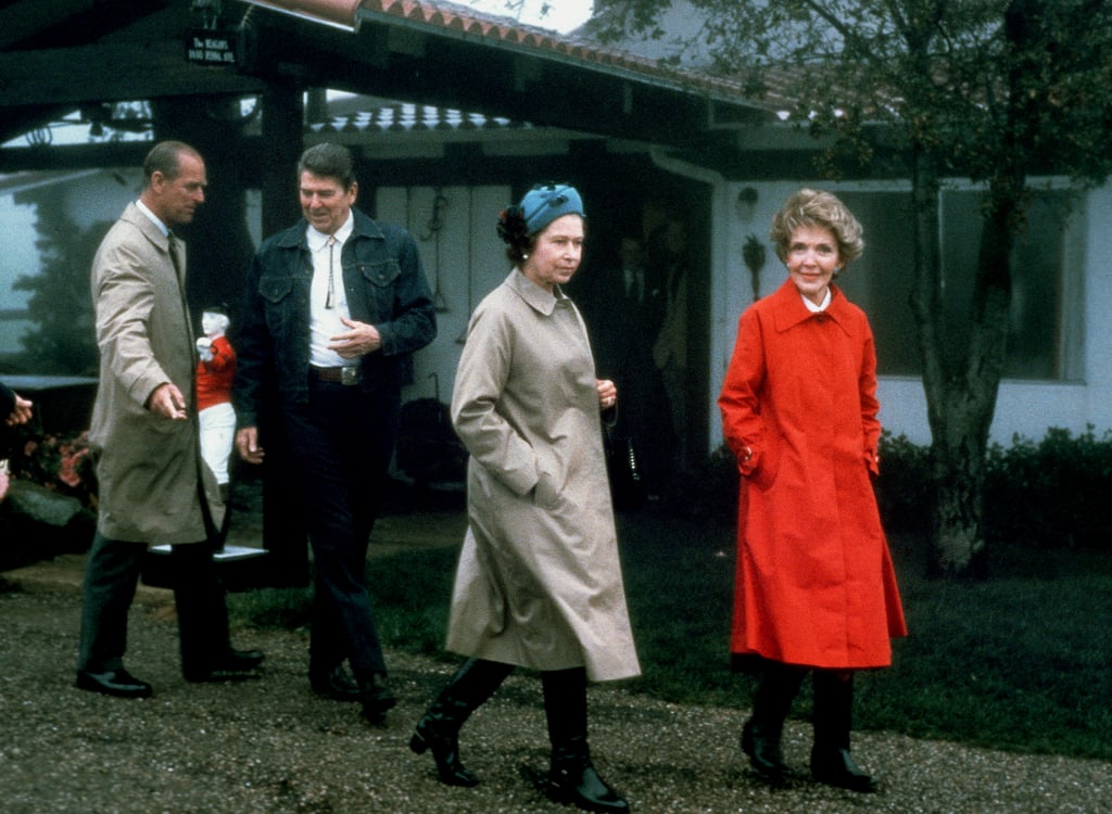 Queen Elizabeth II and Prince Philip walked with the Reagans at Rancho Del Cielo on March 3, 1983.