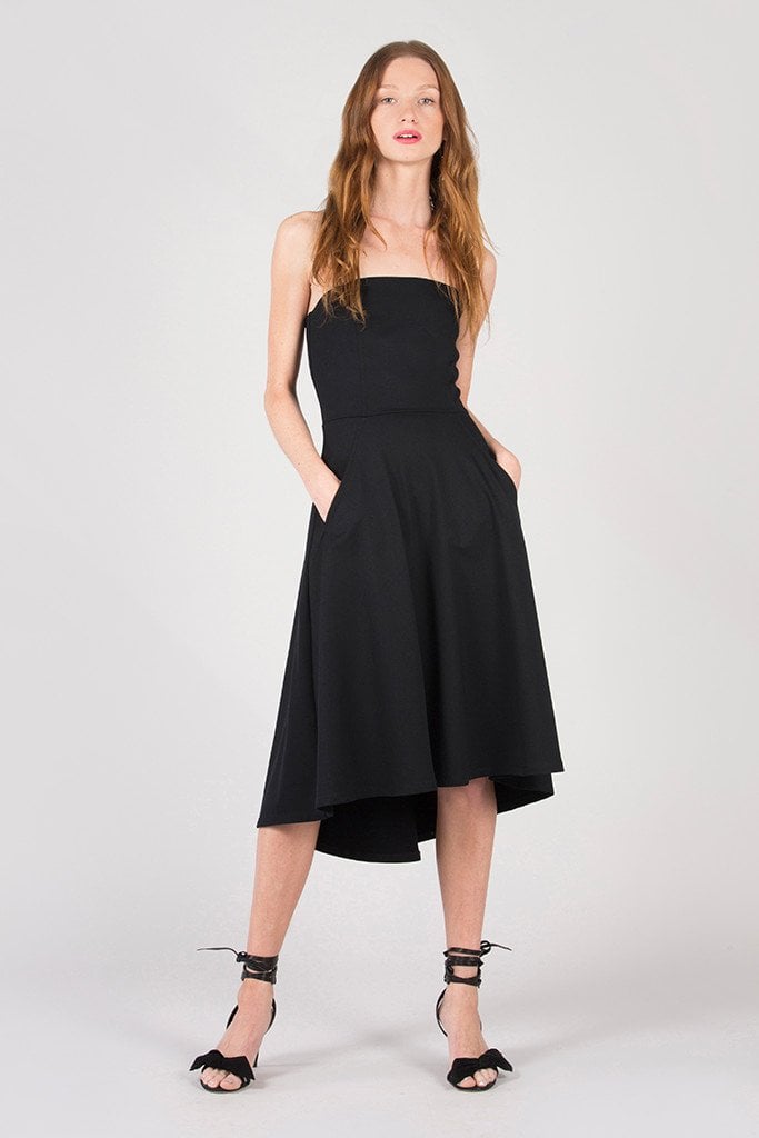 David Lerner Strapless Midi Dress | Gigi Hadid Black Prada Dress With ...