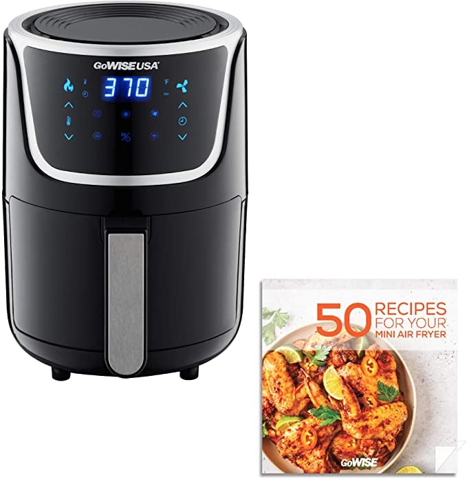 GoWise USA Electric Mini Air Fryer with Digital Touchscreen + Recipe Book