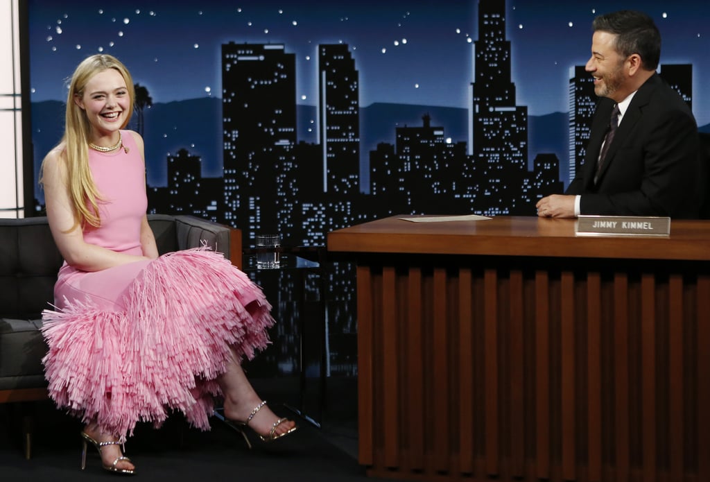 Elle Fanning Wears Oscar de La Renta on Jimmy Kimmel