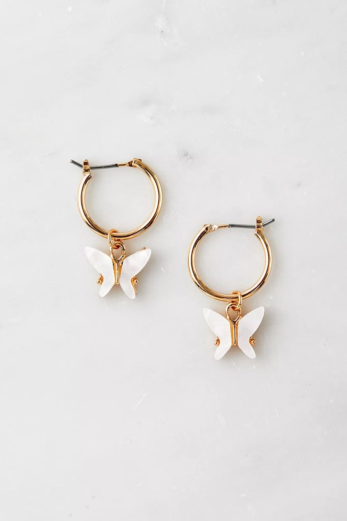 Urban Outfitter Butterfly Pearl Hoop Earrings