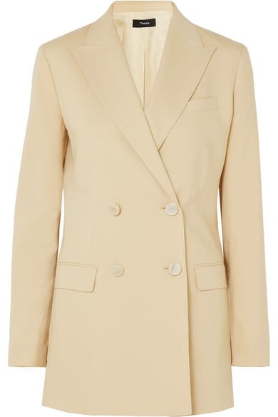Theory Double-Breasted Wool-Blend Canvas Blazer