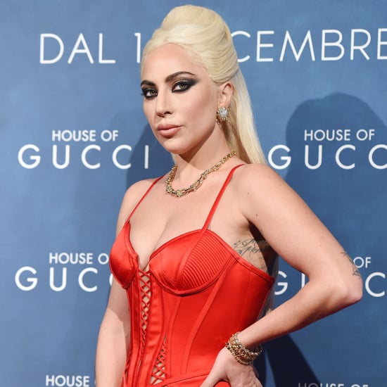 See All Angles of Lady Gaga's Sexy Red Versace Corset Dress