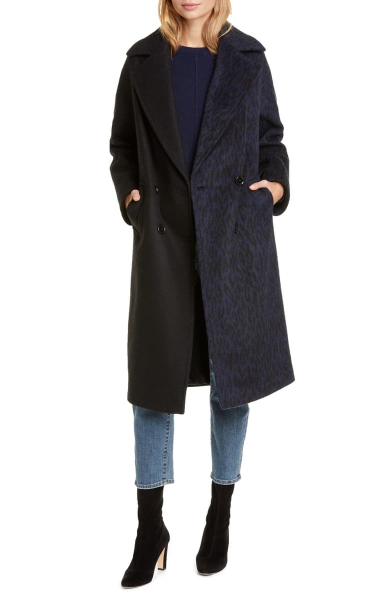 Helene Berman Colorblock Double Breasted Coat