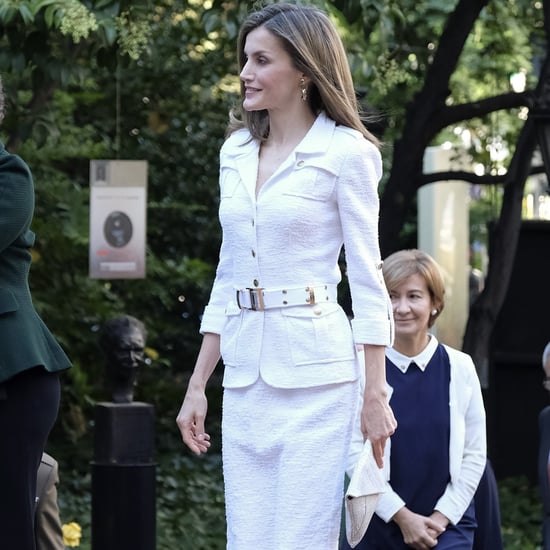Queen Letizia's Felipe Varela White Suit October 2016