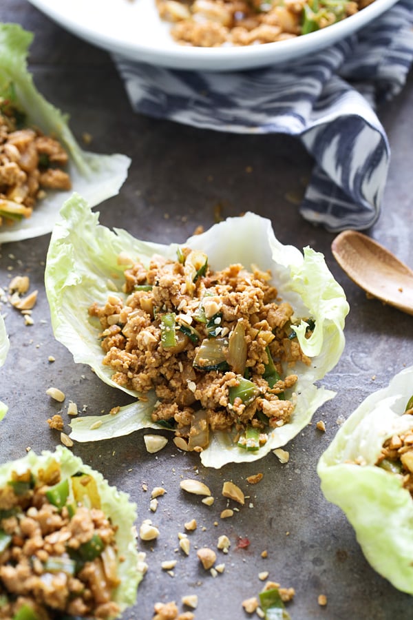 Peanut Chicken Veggie Lettuce Wraps