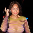 Jordyn Woods Shows Off Her Tattoo in a Green Backless Dress
