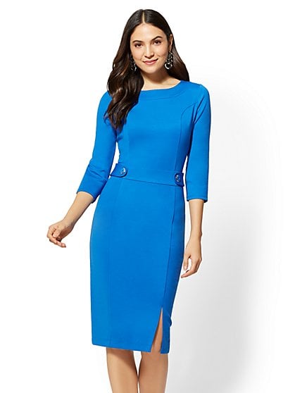 New York & Co. Button-Accent Sheath Dress | Kate Middleton Blue ...