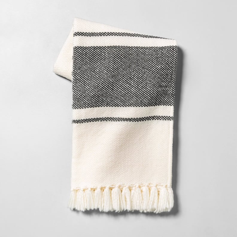 Throw Blanket in Sour Cream / Gray Stripe