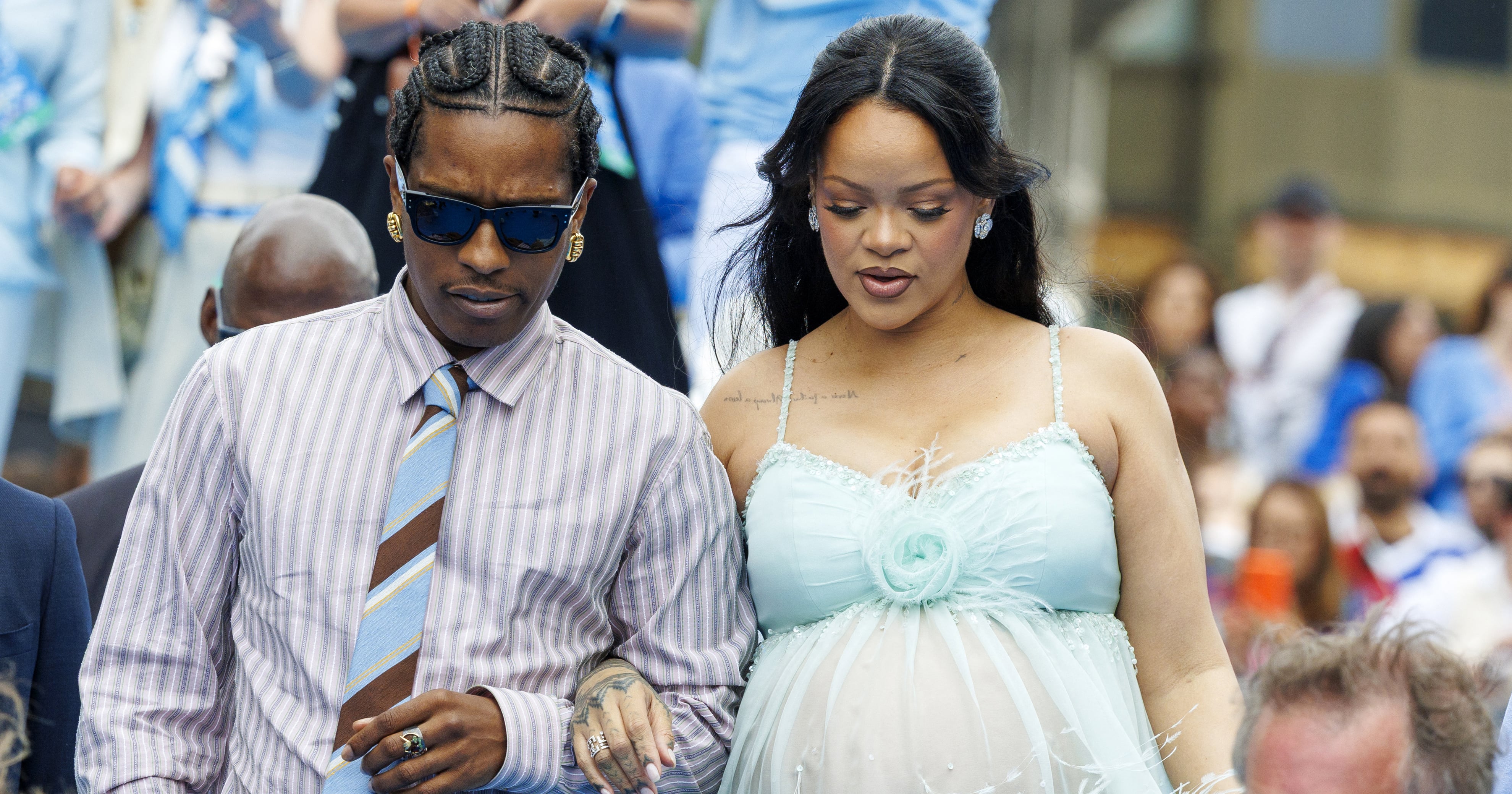 Rihanna Stuns in a Sheer, 2000s-Style Top at the “Smurfs” Global Premiere