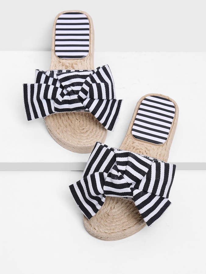 SheIn Bow Decor Striped Sandals