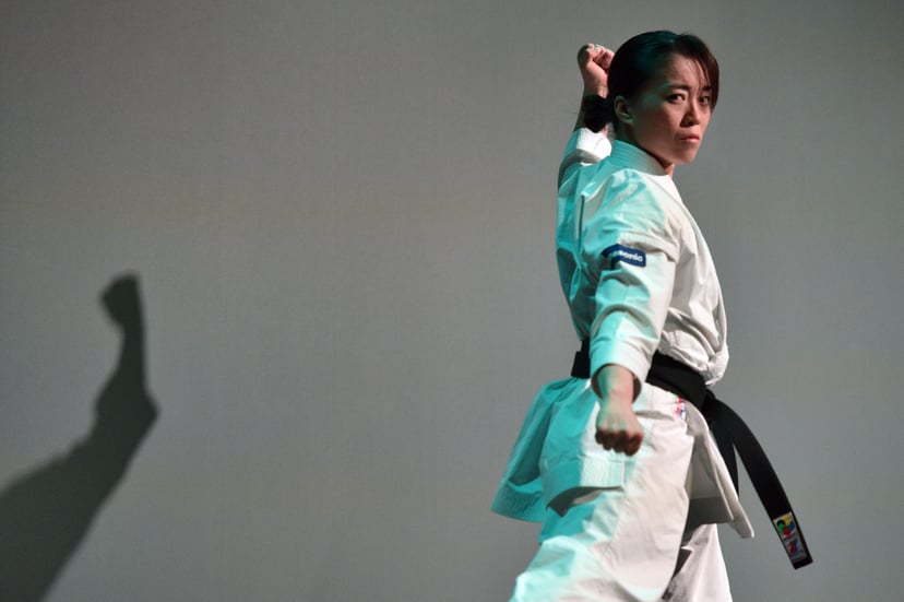 LAS VEGAS, NEVADA - JANUARY 06: Martial artist Sakura Kokumai performs during a Panasonic press event for CES 2020 at the Mandalay Bay Convention Center on January 6, 2020 in Las Vegas, Nevada. CES, the world's largest annual consumer technology trade sho