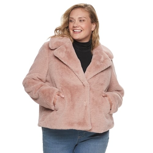 Evri Plus Size Faux Fur Coat