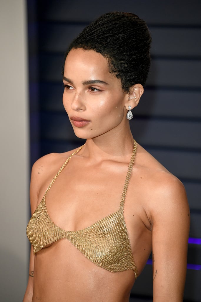 Zoe Kravtiz Gold Bra at Oscars Afterparty 2019