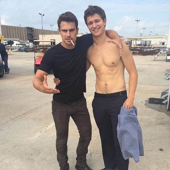 Shirtless Ansel Elgort With Theo James | Instagram Picture