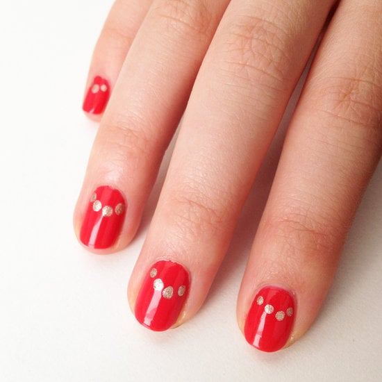 Creating the perfect moon manicure requires precision and skill, but this polka-dot version is a lot easier to do and a fun take on a classic.