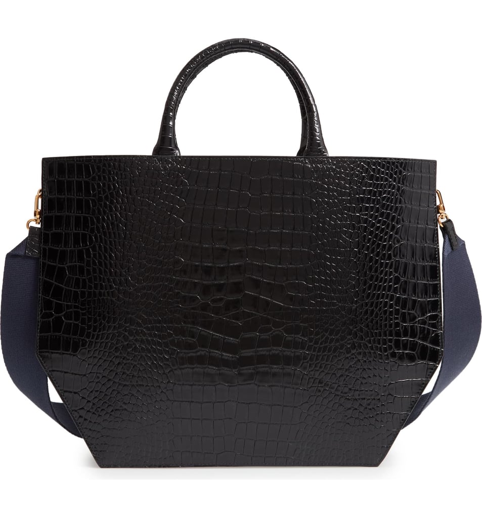 Trademark Collapsing Croc Embossed Calfskin Leather Tote