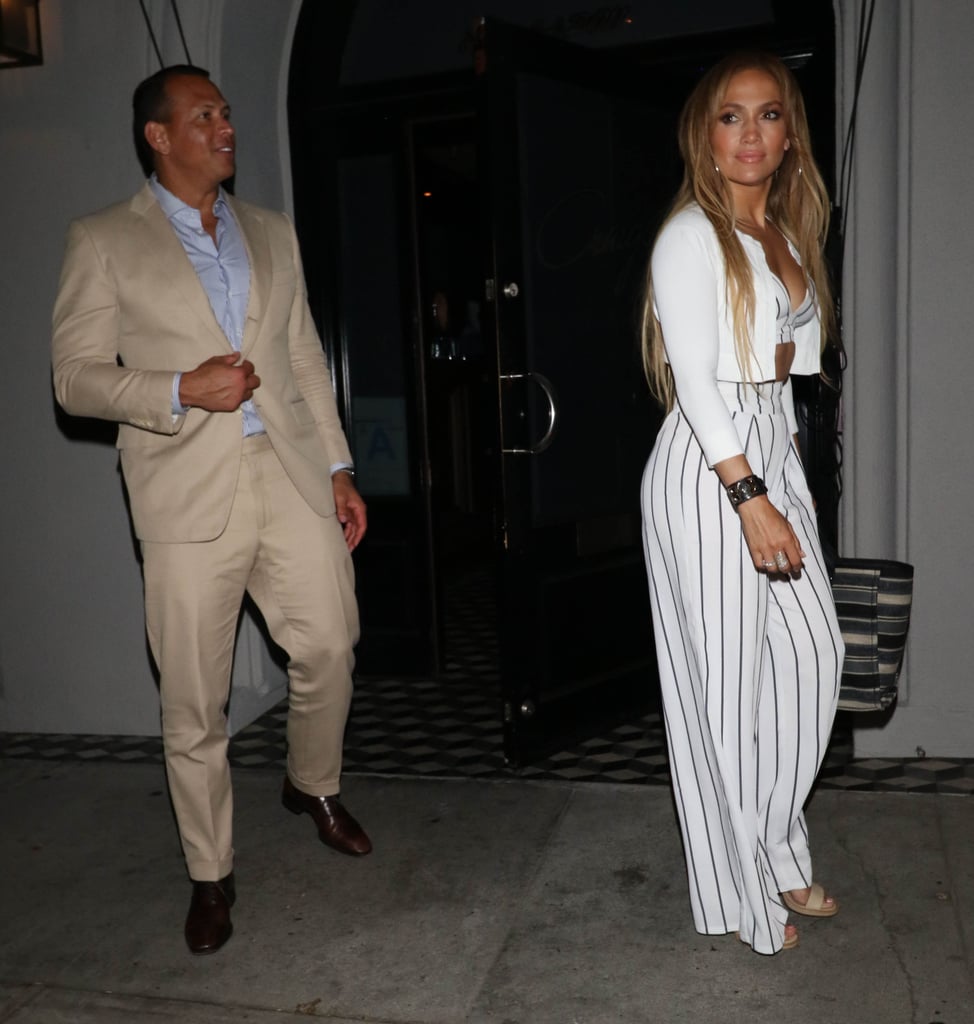 Jennifer Lopez Striped Crop Top and Pants July 2018