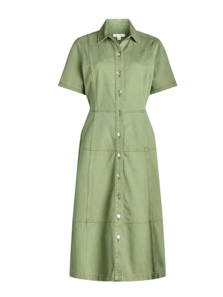 Free Assembly Women's Button Front Cotton Midi Dress