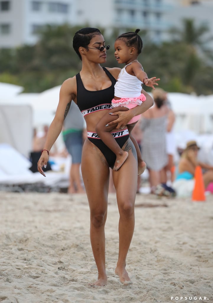 Teyana Taylor and Daughter Junie in Miami January 2018