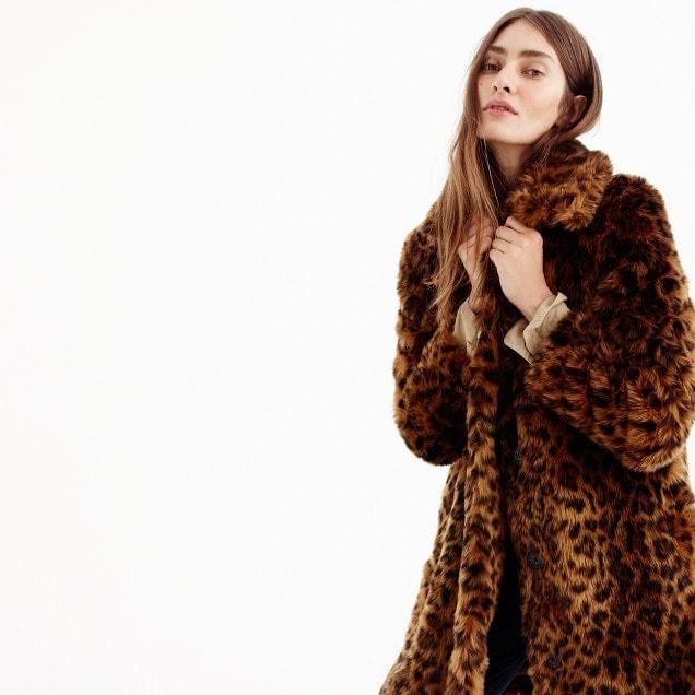 Faux fur leopard coat j crew store