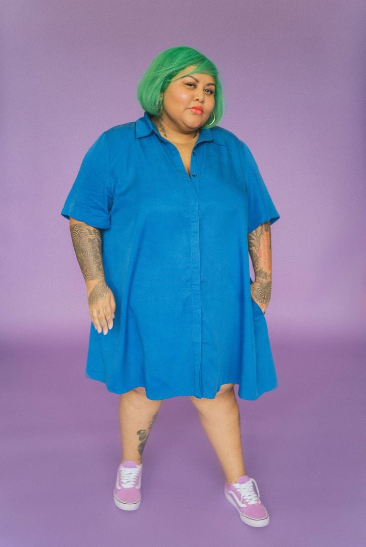 The Lovington Dress in Blue by Aidy Bryant and Remy Pearce