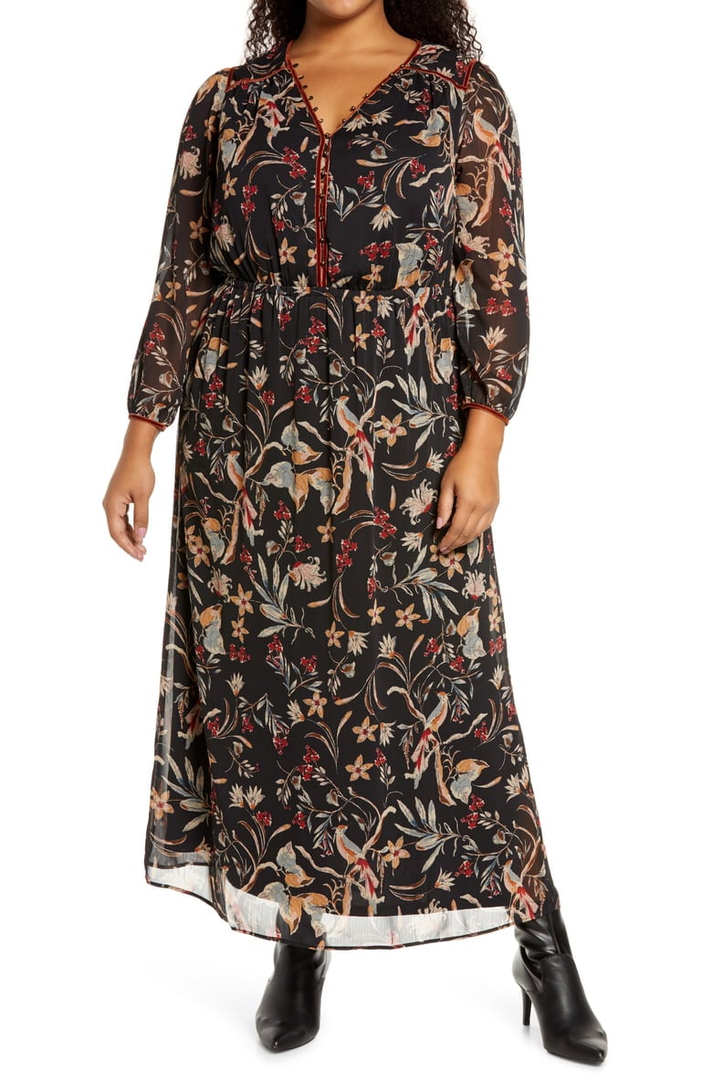 Daniel Rainn Floral Long-Sleeve Peasant Maxi Dress