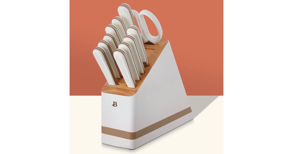 12piece White Knife Block Set Shop Drew Barrymore's Beautiful