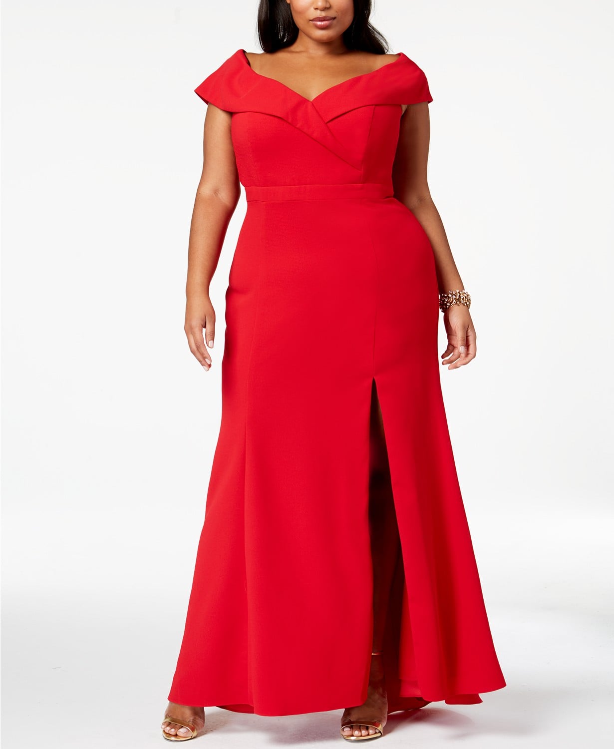 red off the shoulder dress plus size