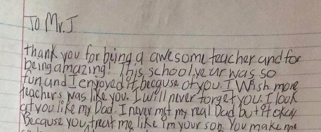 Student's Note to Teacher He Won't Forget