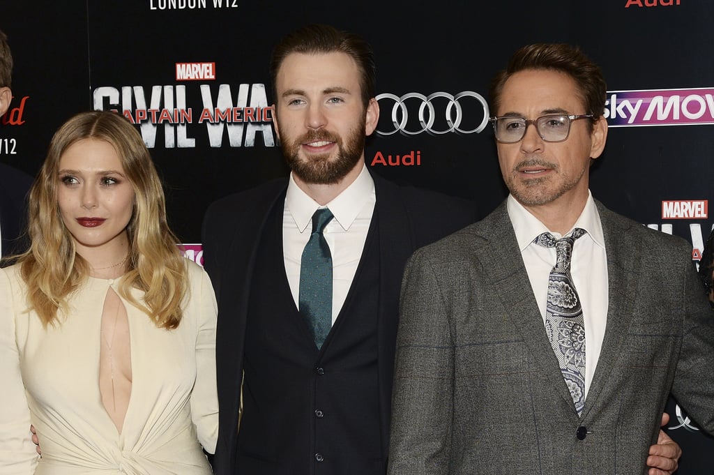 Chris Evans Looking at Elizabeth Olsen's Cleavage ...