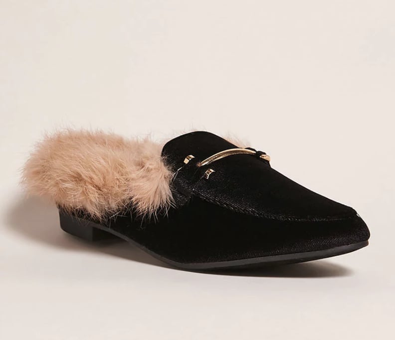 Forever 21 Faux-Fur-Lined Velvet Loafers