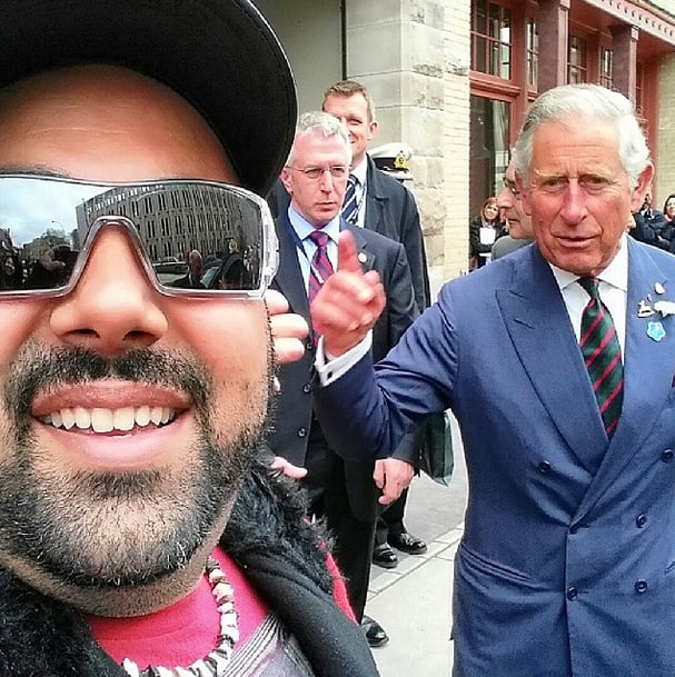 A man in Winnipeg, Manitoba, Canada, got a funny snap with Prince Charles when he visited in May 2014.
Source: Instagram user isellcarsmofo