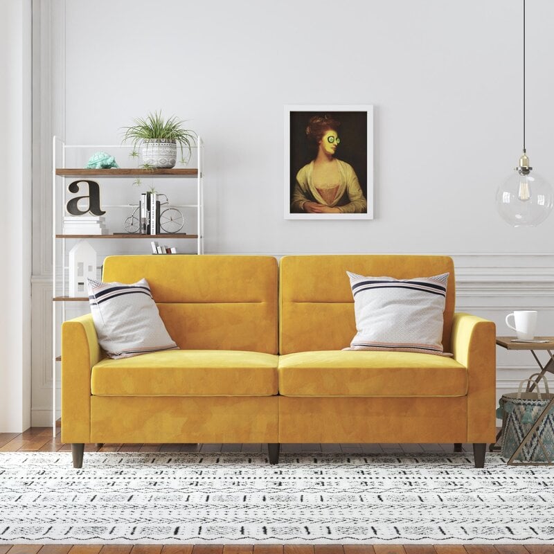 Velvet tuxedo hot sale arm sofa