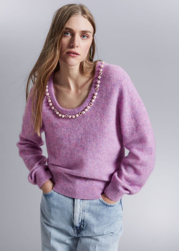& Other Stories Pearl-Beaded Knit Jumper