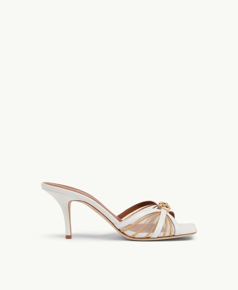 Malone Souliers Perla 70mm White Embellished Mesh Heeled Sandals