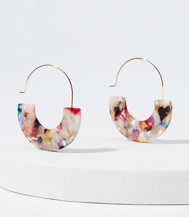 Loft Marbleized Pull Through Hoop Earrings