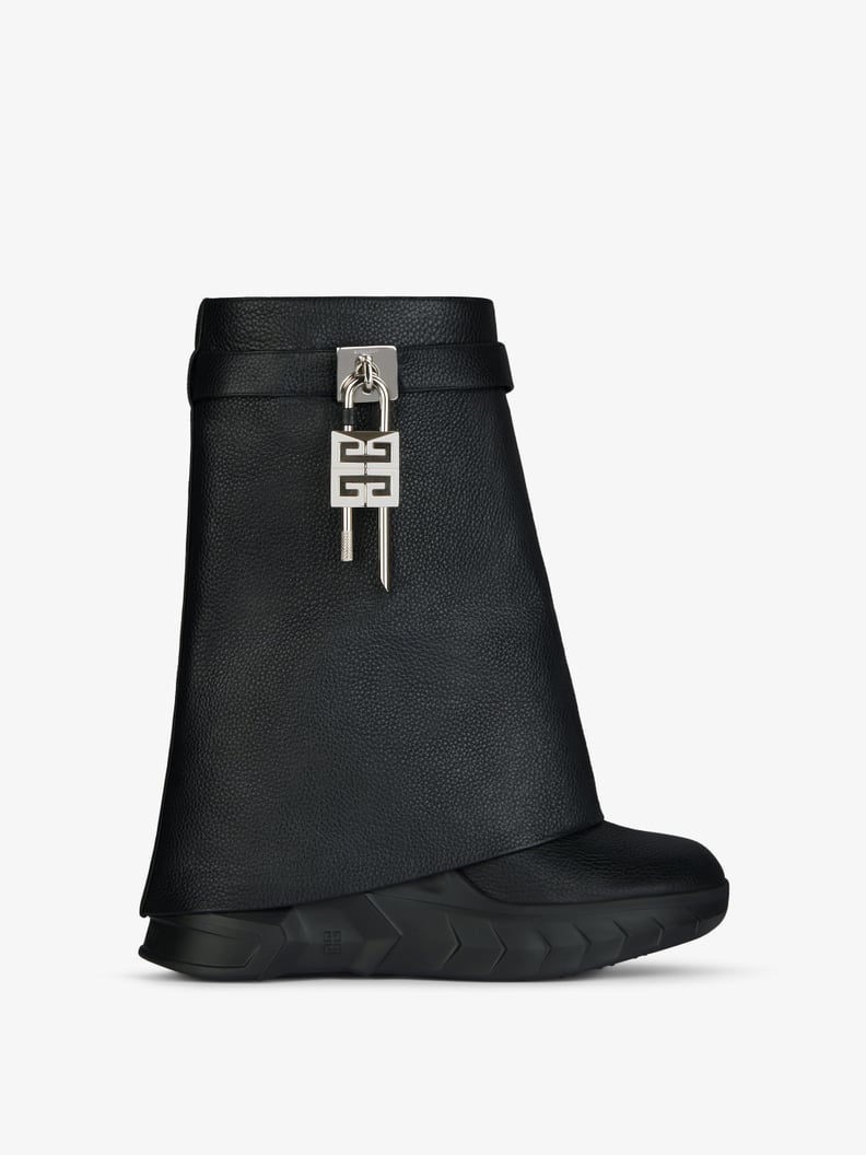 Shop the Givenchy Shark Lock Biker Ankle Boots in Grained Leather