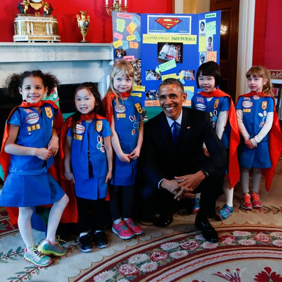 President Obama With Girl Scouts at Science Fair