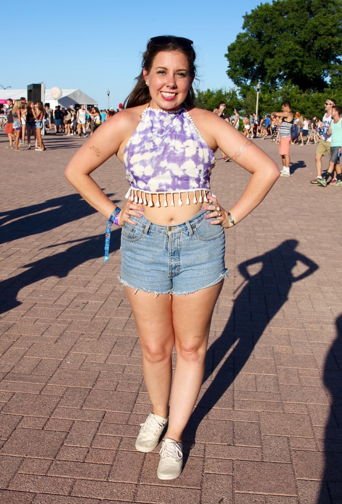 A high-necked halter helped this concertgoer make a statement.