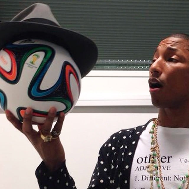Pharrell Williams gave the Adidas World Cup ball a makeover with one of his signature hats.
Source: Instagram user adidas